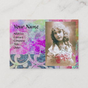 Tarjeta De Visita PLANTILLA FOTOGRÁFICA ONDAS, violeta violeta azul 