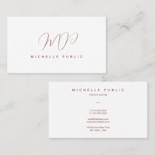 Tarjeta De Visita Plantilla inicial de monograma de script elegante