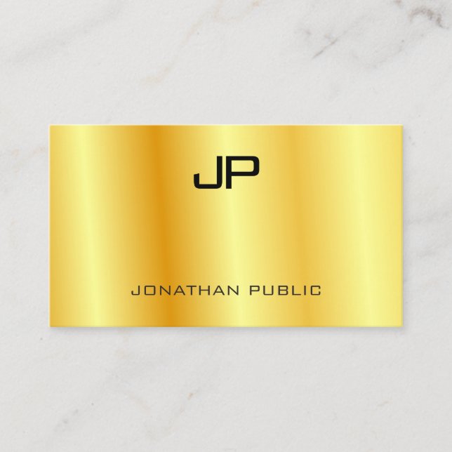 Tarjeta De Visita Plantilla Jefe Elegante Glamour Faux Gold Modern (Anverso)