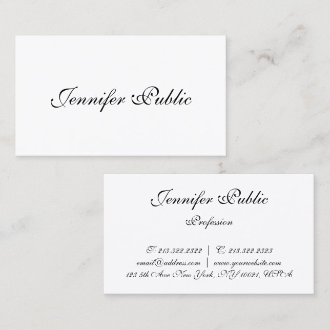 Tarjeta De Visita Plantilla manuscrita moderna con escritura elegant (Anverso / Reverso)