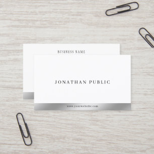 Tarjeta De Visita Plantilla minimalista elegante moderna plata y bla
