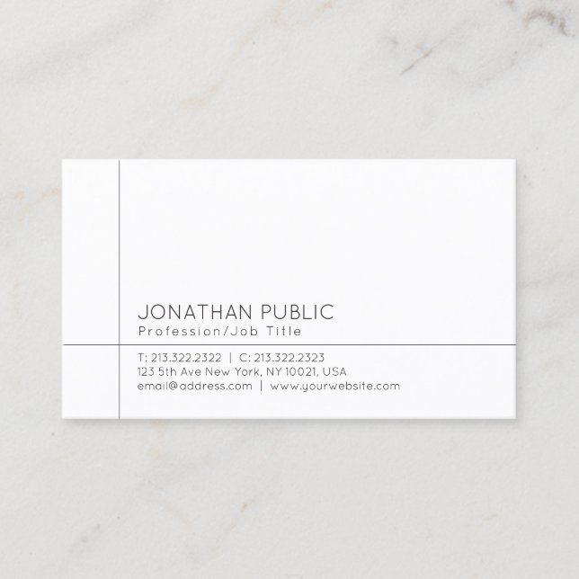Tarjeta De Visita Plantilla Minimalista moderna Elegante Profesional (Anverso)