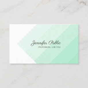 Tarjeta De Visita Plantilla moderna de moda Mint Green White