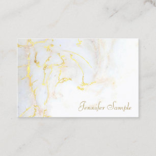 Tarjeta De Visita Plantilla moderna de oro elegante de mármol blanc