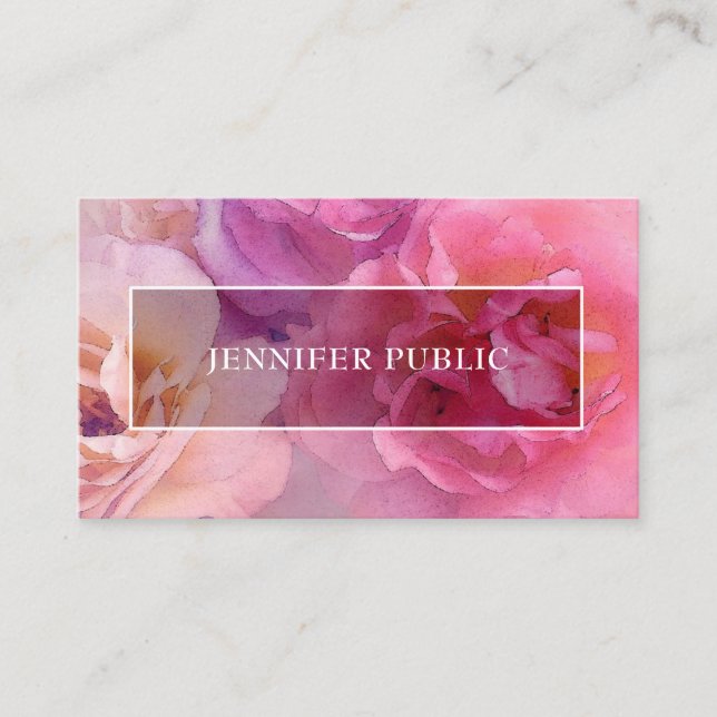 Tarjeta De Visita Plantilla moderna elegante de los rosas de moda de (Anverso)