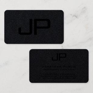 Tarjeta De Visita Plantilla moderna Monograma Lujo Premium Negro