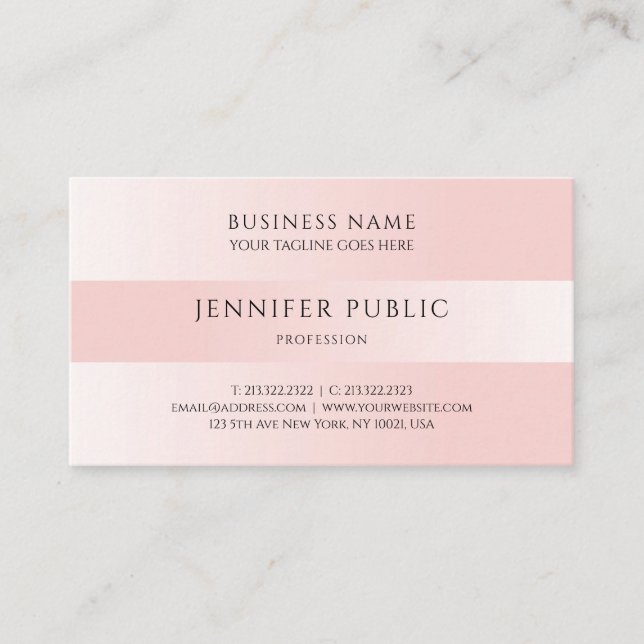 Tarjeta De Visita Plantilla moderna Personalizado Rubor Pink Profess (Anverso)