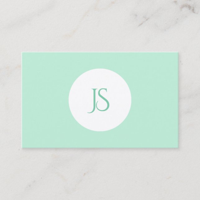 Tarjeta De Visita Plantilla Monogramada Moderna De Mint Green (Anverso)