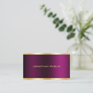 Tarjeta De Visita Plantilla Morada Elegante Texto Dorado Moderno