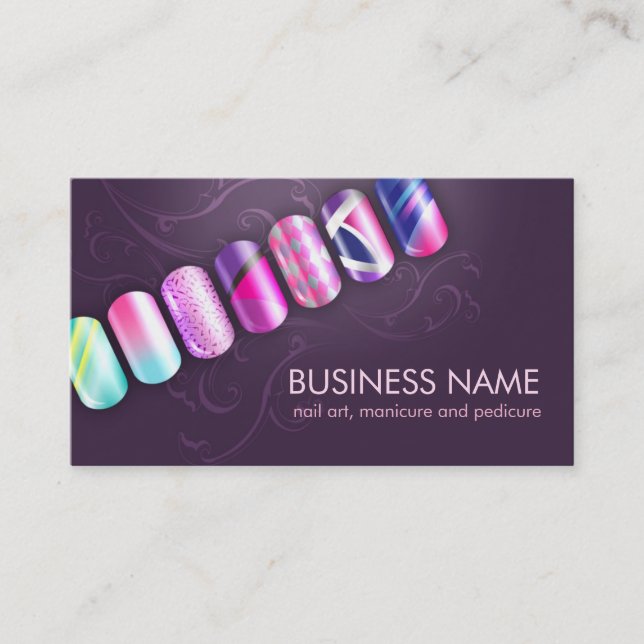Tarjeta De Visita Plantilla Nail Tech / Nail Art Business Card (Anverso)