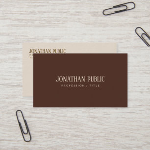 Tarjeta De Visita Plantilla personalizada marrón y beige de lujo Pre
