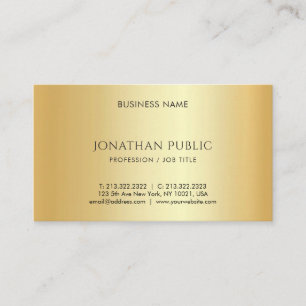 Tarjeta De Visita Plantilla personalizada minimalista de oro falso