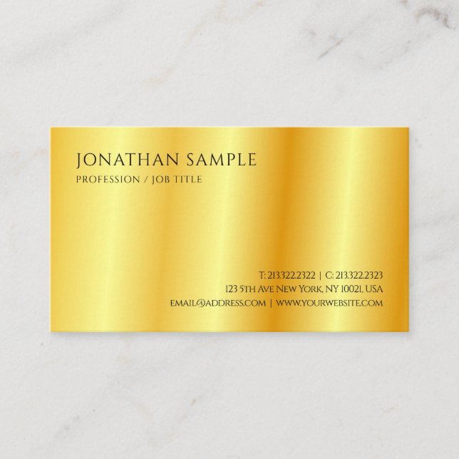 Tarjeta De Visita Plantilla profesional elegante de aspecto dorado m (Anverso)
