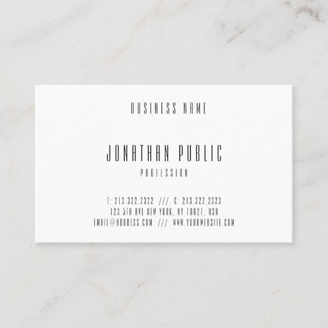 Tarjeta De Visita Plantilla profesional elegante moderna Minimalista (Anverso)