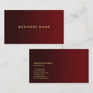 Tarjeta De Visita Plantilla Profesional Elegante Moderna Rojo y Dora