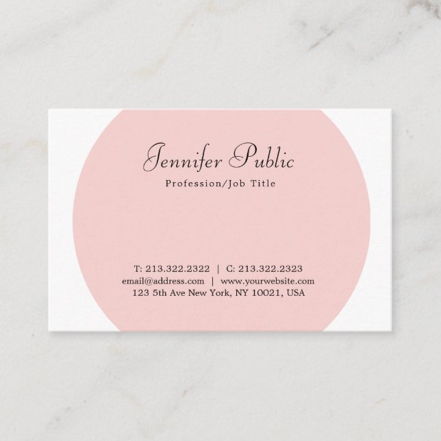 Tarjeta De Visita Plantilla profesional moderna elegante Rubor rosa (Anverso)