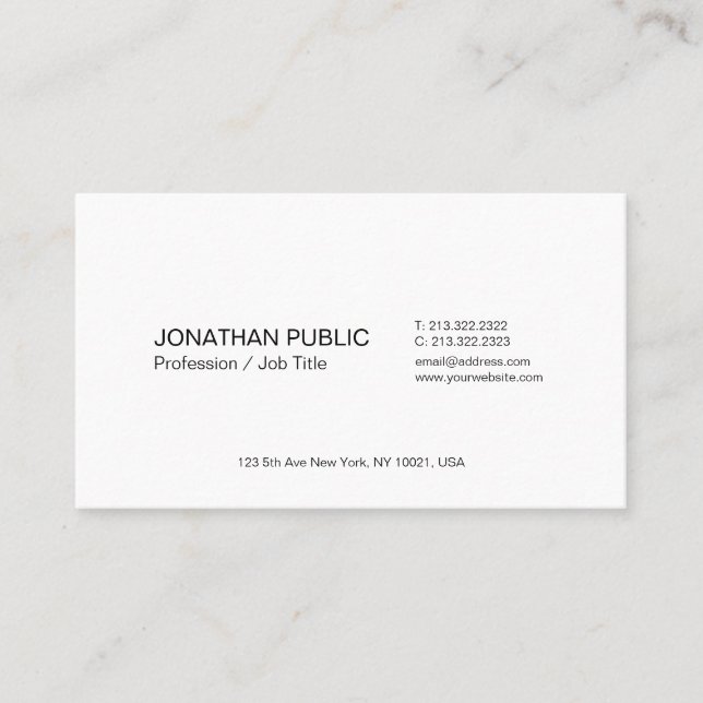 Tarjeta De Visita Plantilla profesional moderna elegante y sencilla  (Anverso)