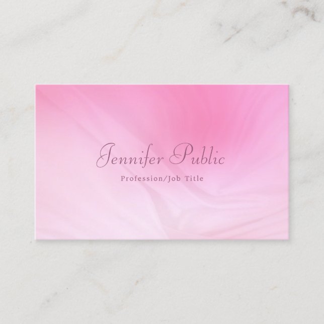 Tarjeta De Visita Plantilla profesional rosa elegante manuscrita (Anverso)