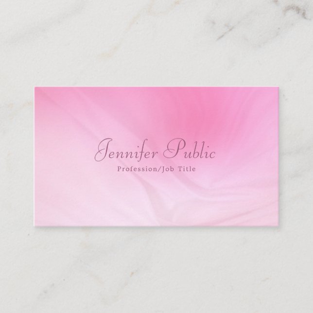 Tarjeta De Visita Plantilla profesional rosa elegante manuscrita (Anverso)