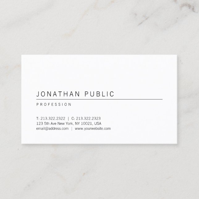 Tarjeta De Visita Plantilla profesional simple elegante blanca moder (Anverso)