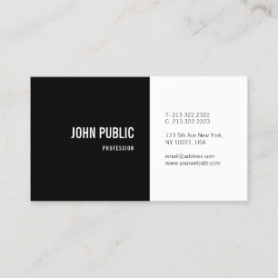 Tarjeta De Visita Plantilla profesional simple en blanco y negro mod