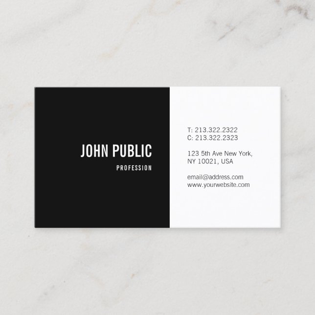 Tarjeta De Visita Plantilla profesional simple en blanco y negro mod (Anverso)