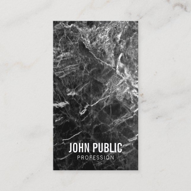 Tarjeta De Visita Plantilla profesional simple moderna Mármol negro (Anverso)
