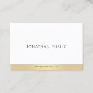 Tarjeta De Visita Plantilla sencilla de moda elegante dorado blanco