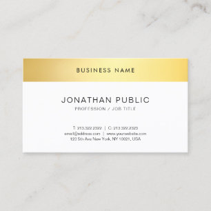 Tarjeta De Visita Plantilla sencilla elegante elegante oro blanco su