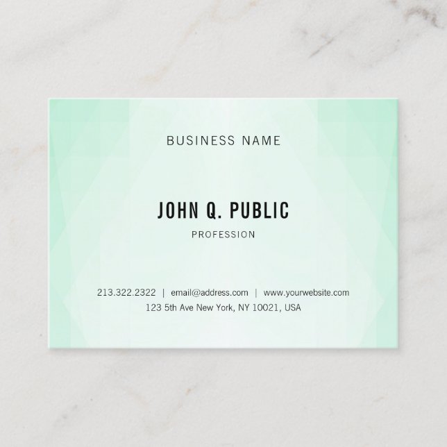 Tarjeta De Visita Plantilla sencilla elegante Mint Green Professiona (Anverso)
