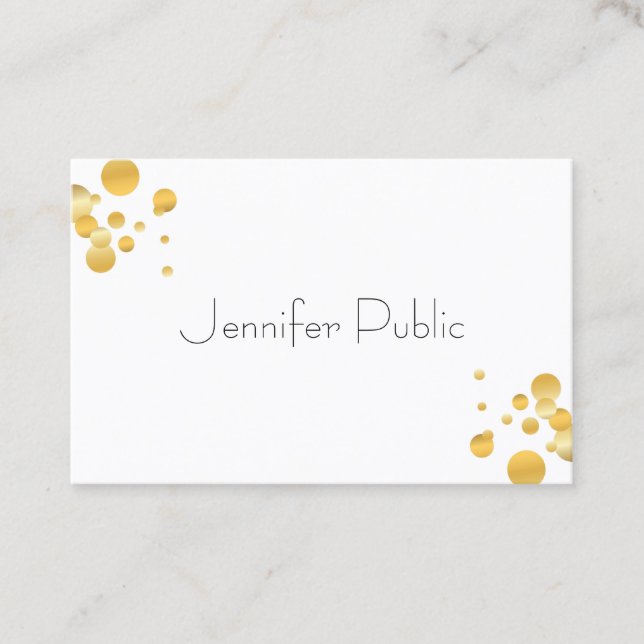 Tarjeta De Visita Plantilla sencilla y elegante Gold Confetti (Anverso)