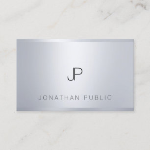 Tarjeta De Visita Plantilla Silver Elegante Monograma Profesional Gu