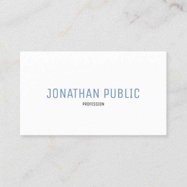 Tarjeta De Visita Plantilla simple azul elegante profesional (Anverso)