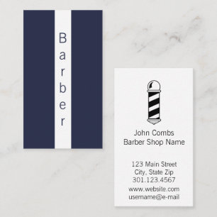 Tarjeta De Visita Plantilla simple de barbero y poste de barbería
