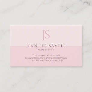 Tarjeta De Visita Plantilla simple elegante del monograma rosado de