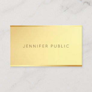 Tarjeta De Visita Plantilla simple elegante moderna dorada Glamurosa