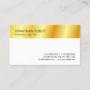 Tarjeta De Visita Plantilla simple moderna de aspecto dorado persona