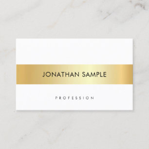 Tarjeta De Visita Plantilla simple moderna elegante oro blanco perso