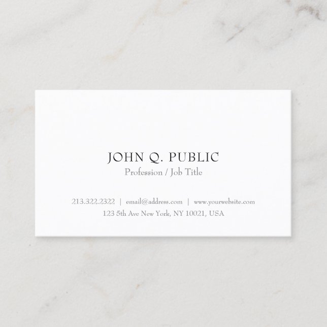 Tarjeta De Visita Plantilla simple personalizada elegante y minimali (Anverso)