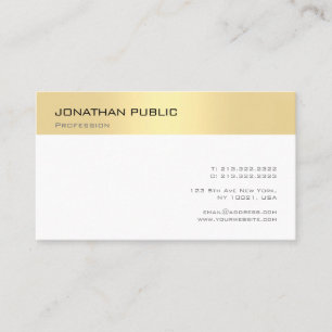 Tarjeta De Visita Plantilla Simple Profesional Elegante Dorada Blanc