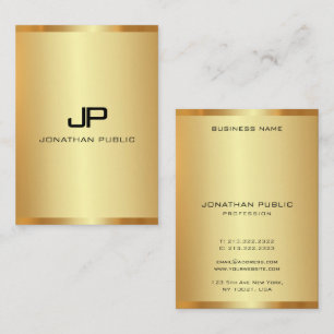 Tarjeta De Visita Plantilla vertical de oro con monograma Acabado de