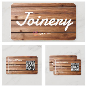 Tarjeta De Visita Plantillas Carpintería Código QR
