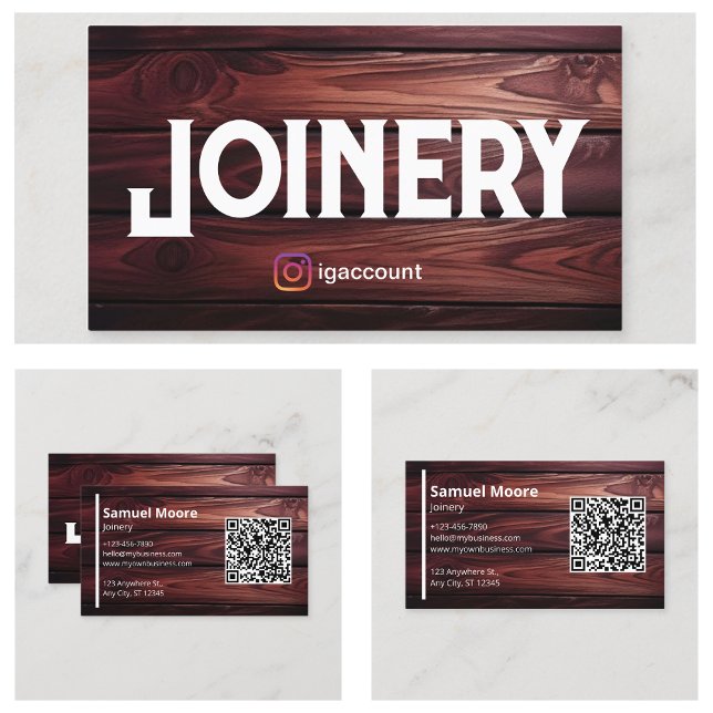 Tarjeta De Visita Plantillas de carpintería Diseño Trabajadores de m (Joinery Templates Design Woodworkers QR Code Business Card
)