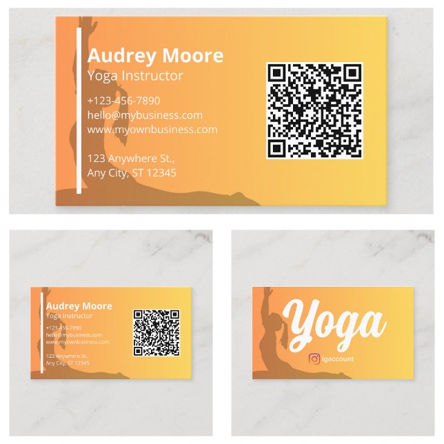 Tarjeta De Visita Plantillas de Código QR para Instructor de Yoga (Yoga Instructor Templates QR Code Business Card
)