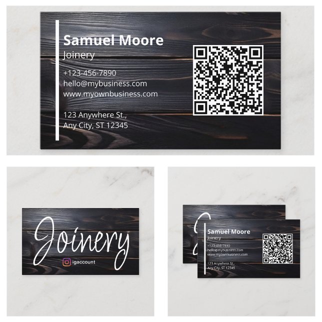 Tarjeta De Visita Plantillas de diseños de carpintería profesional d (Professional Joinery Designs Templates Ebony Wood Business Card
)
