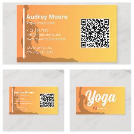 Tarjeta De Visita Plantillas de instructores de yoga Código QR