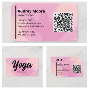 Tarjeta De Visita Plantillas de Profesor de Yoga Código QR