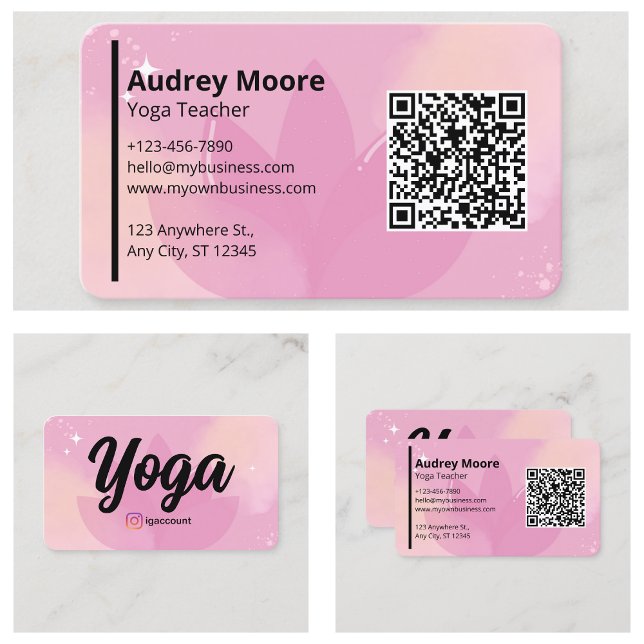 Tarjeta De Visita Plantillas de profesores de yoga Código QR (Yoga Teacher Templates QR Code Business Card
)