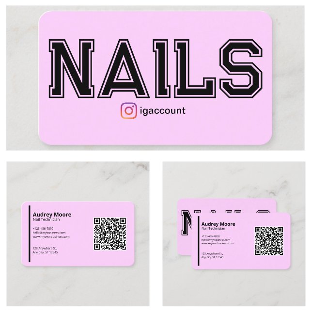 Tarjeta De Visita Plantillas modernas de técnico de uñas rosadas (Modern Pink Nail Technician Templates Business Card
)