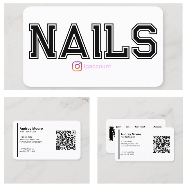 Tarjeta De Visita Plantillas técnicas de uñas blancas en blanco y mo (Modern Blank White Nail Technician Templates Business Card
)
